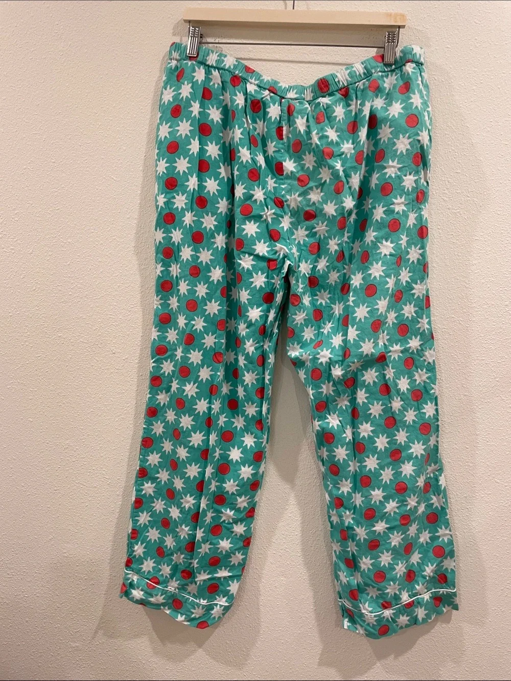 PrintFresh Matching Pajama Set Blue Star & Red Dot Button-Up Shirt Pants XL